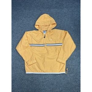 Vtg Y2K Reebok Salmon Orange 1/4 Zip Hooded Windbreaker Jacket Size Medium